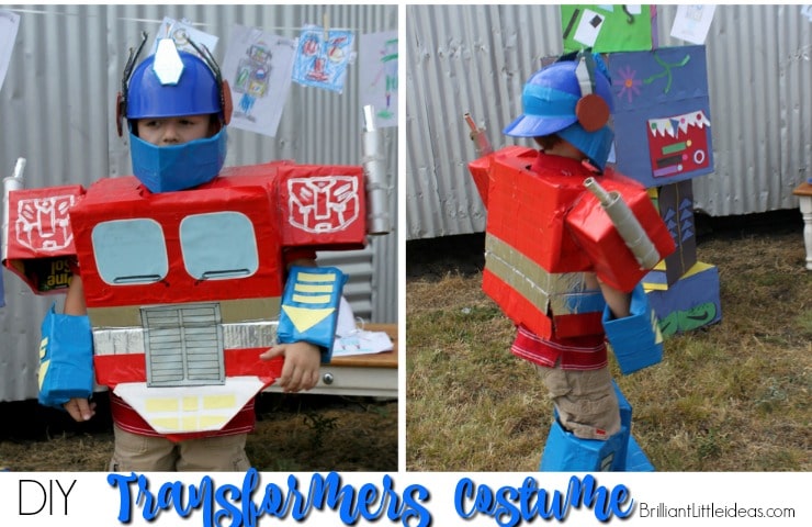Easy DIY Kid Costume! Transformers Costumes are awesome, but being Optimus Prime is a great Halloween boy costume. DIY Optimus Prime Transformer Costume