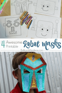 Free Printable 5 Fun Robot Masks for Kids. Great activity for kids. Brilliant robot role play idea or weekly theme. Enjoy this simple craft for kids.