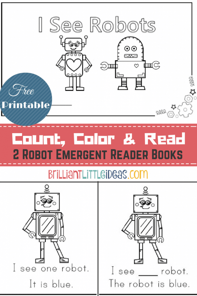 Free Printable! 2 Robot Emergent Reader Books. Robot theme printable book for kids emergent reader for kids Robot theme fun Friday