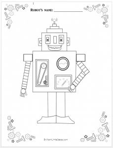 5 Free Robot Color Pages for kids. Free Printable Robot theme fun Friday. Print your color sheets and let your kids color away!
