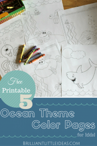 Free Printable Ocean Color sheets. Big figh, Shark, Octopus, Jellyfish, turtle, clam & Starfish color pages for your Fun Friday. 5 Ocean Theme Color Pages