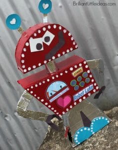 I'm going nuts over this DIY Robot Valentine's Day Box for kids. This will be perfect for my sons Valentine card box. Robot box fun for kids Valentine's Day