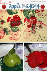 Easy Art Letter A Apple Painting for Kids. Learning or Bible story Adam and Eve in the garden craft for kids. Quick craft
