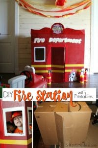 Your kids will love this DIY Fire Station with Printables. Great for a Fireman Theme Birthday or Fireman roleplay day to keep your kids busy for hours!