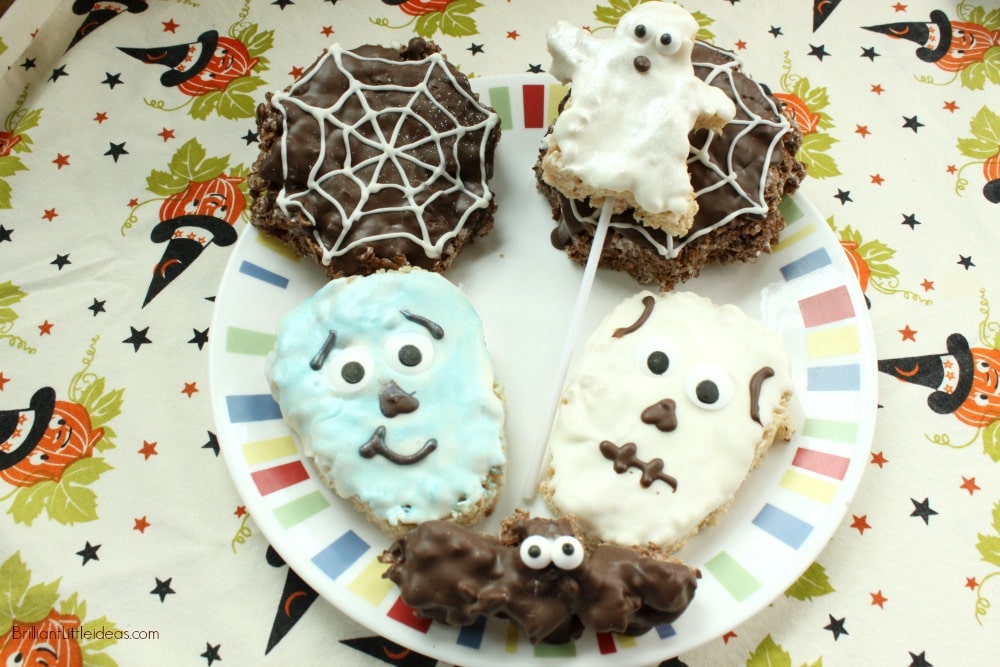 Oh my gosh, these are so easy! Try the Simple Spooky Halloween Treats for your kids. A Rice krispie Treat on a stick is a great idea for school parties too. 