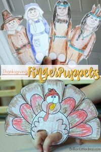 Have your kids create your own puppet show with these 5 Thanksgiving Finger Puppets. #freeprintable #Thanksgiving #fallkidscraft