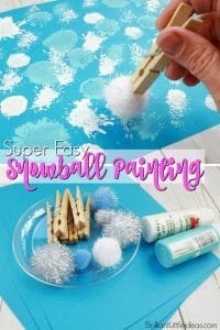 Your preschool kids will love this Super Easy Snowball Painting art for kids. You can even add glitter for a cute & fun winter time snow activity. Pom pom ball crafts are my favorite to keep my kids busy on cold days. Let them make a snowman or a winter storm in their pictures.