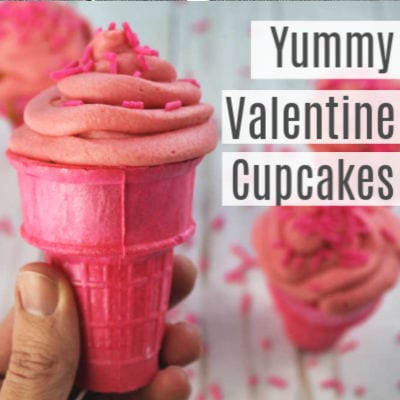 Easy Valentine's Ice Cream Cone Cupcakes