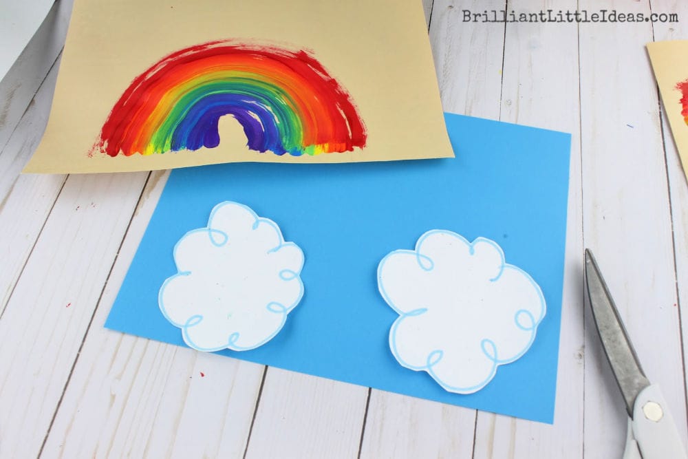 Easy Rainbow Painting with Pom Poms for Kids