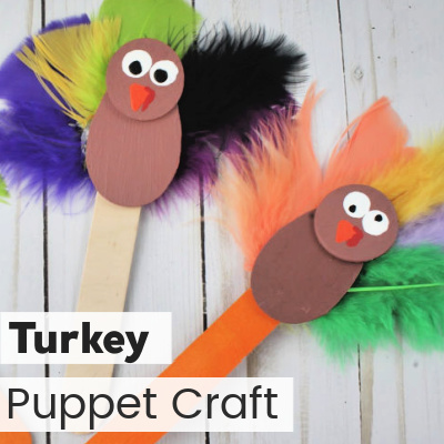 Turkey Puppet Thanksgiving Craft for Kids