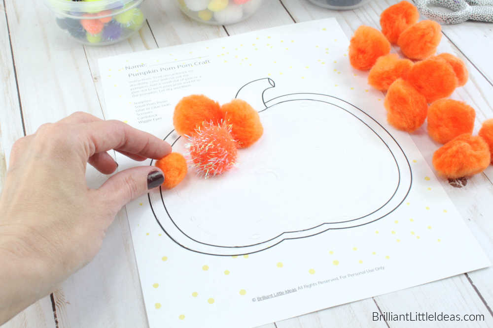 Pom Pom Pumpkin Printable Craft for Kids