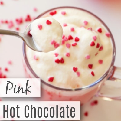 Bright Pink Hot Chocolate with Whipped Cream Recipe