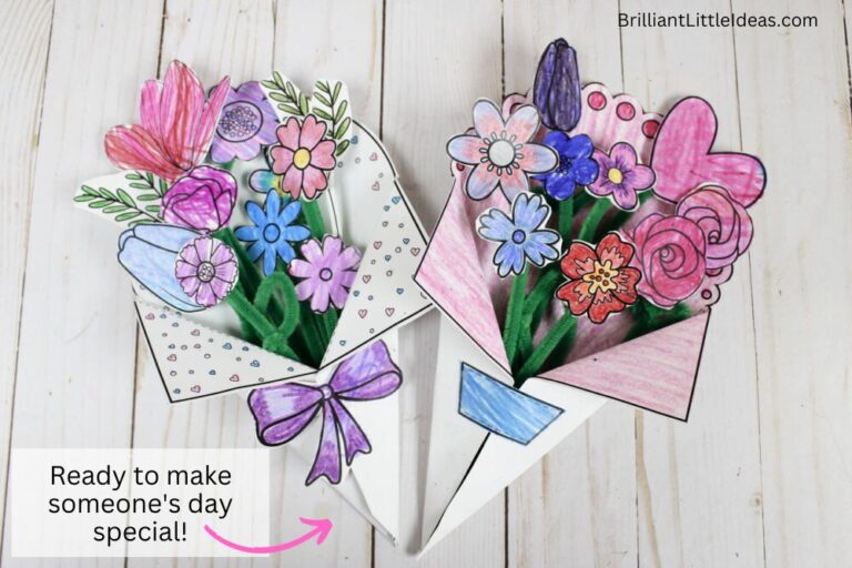 3D Paper Flower Bouquet Printable Craft Template for Kids | Brilliant ...