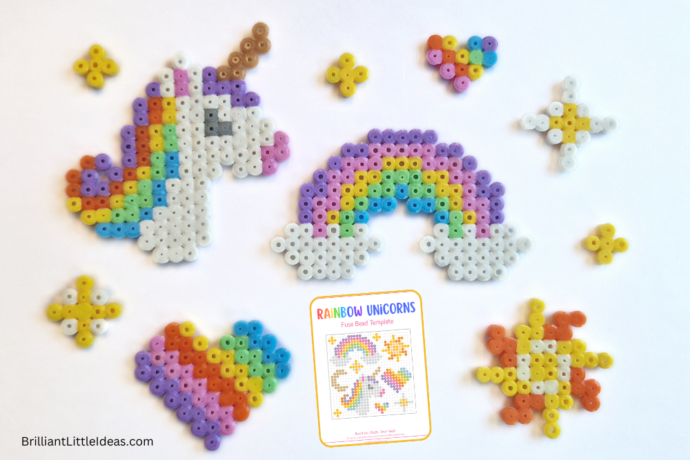 Rainbow Unicorn Perler Fuse Bead Craft Template