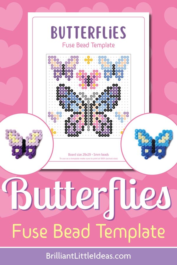 Easy Butterfly Perler Fuse Bead Printable Template | Brilliant Little Ideas